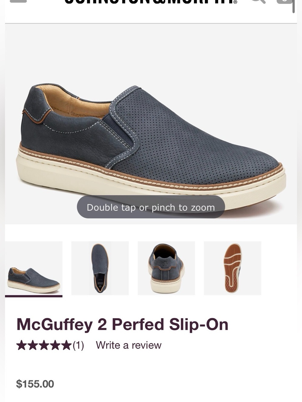 Johnston & Murphy Navy McGuffey 2 Perfed Slip-Ons Size 11.5